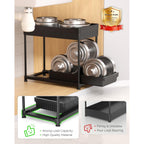 Sevenblue 3 Pack Under Sink Organizers,2-Tier Multi-Use Kitchen and Bathroom Organizers and Storage with Sliding Drawers,Bathroom Cabinet Organizer (Black,12.8 Inch)