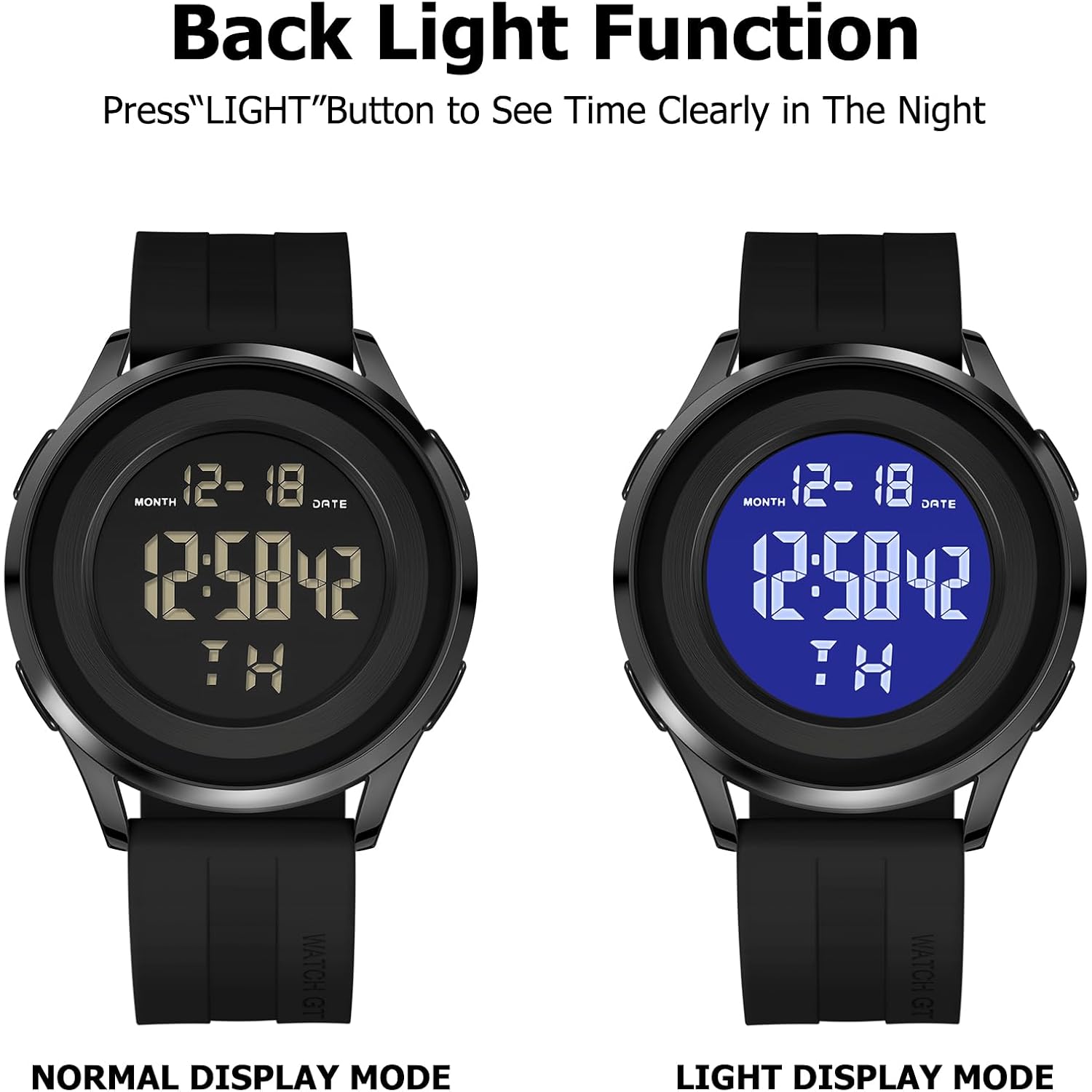 Cossinige Mens Digital Waterproof Military Watch For Men Black Dive Tactical Sports Minimalist Ultra-Thin Wrist Watch