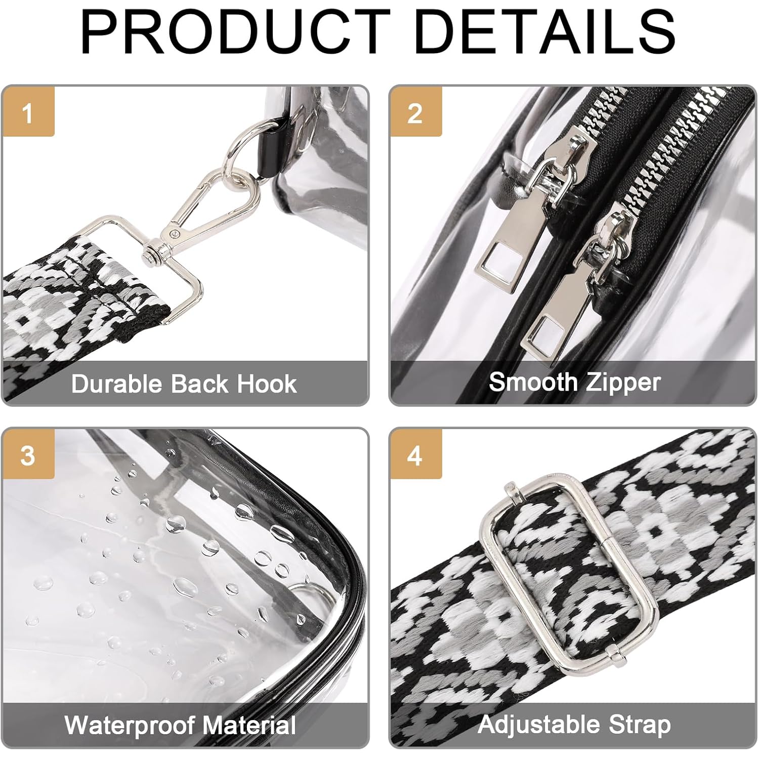 CLUCI Clear Bag for Stadium Events, Clear Crossbody Bag, Transparent Purses