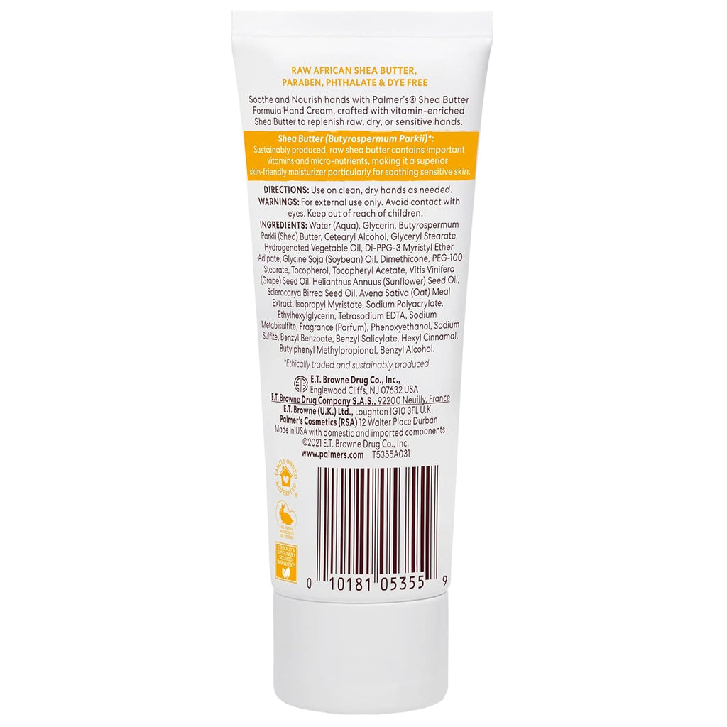 Palmer's Shea Butter Formula Hand Cream for Dry, Cracked Skin. Hand Lotion Easter Basket Stuffers, Travel Size Hand Moisturizer, 3.4 Ounce