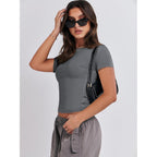 Anrabess Women’S 3 Pack Short Sleeve Shirts 2026 Crop Tops Tight Fitted Basic Tees Workout T Shirts Y2K Clothes Summer Outfit