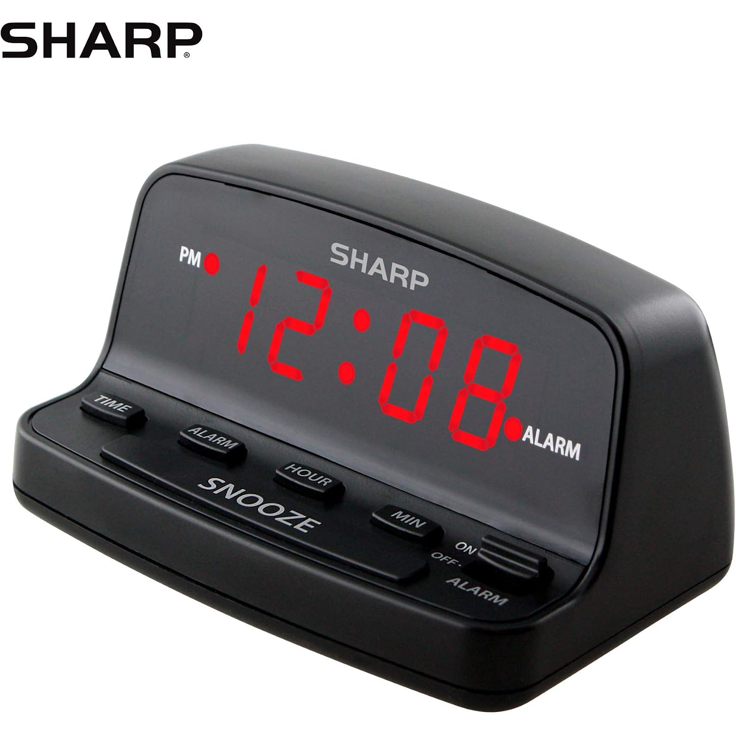 Sharp Digital Alarm Clock With Keyboard Controls, Red Led, Battery Backup