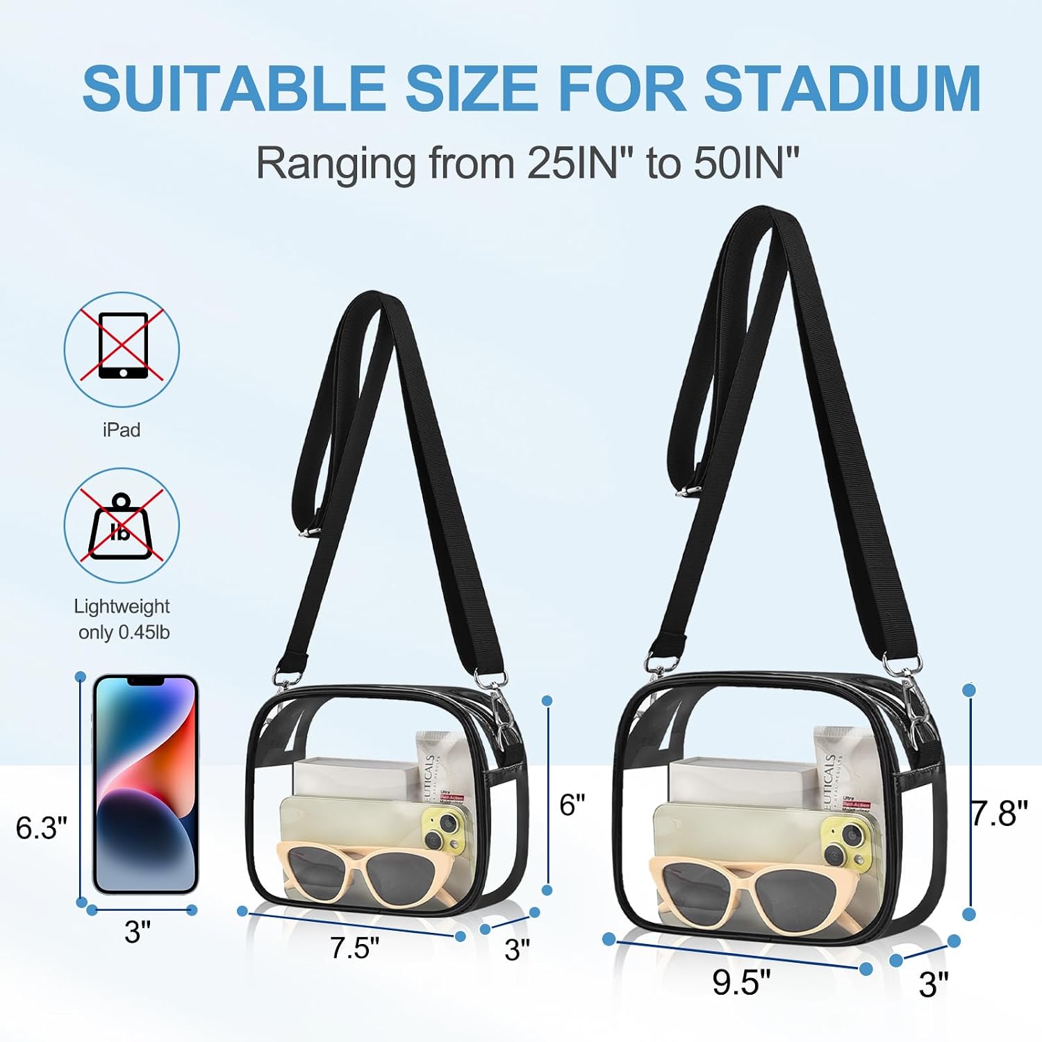 Clear Purse For Stadium Events -Clear Bag Stadium Approved Small Mini Sports Fan Handbags & Purses For Events Concerts