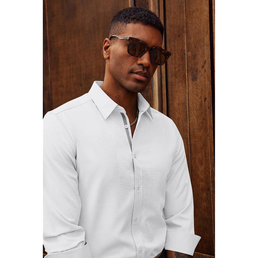 Pj Paul Jones Mens Dress Shirts Wrinkle Free Stretch Button Down Shirt Casual Long Sleeve Business Shirts