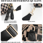 Black and White Checkered Crossbody Bag Bum Bag for Women,Spacious Checkered Purse Fanny Packs Belt Bag