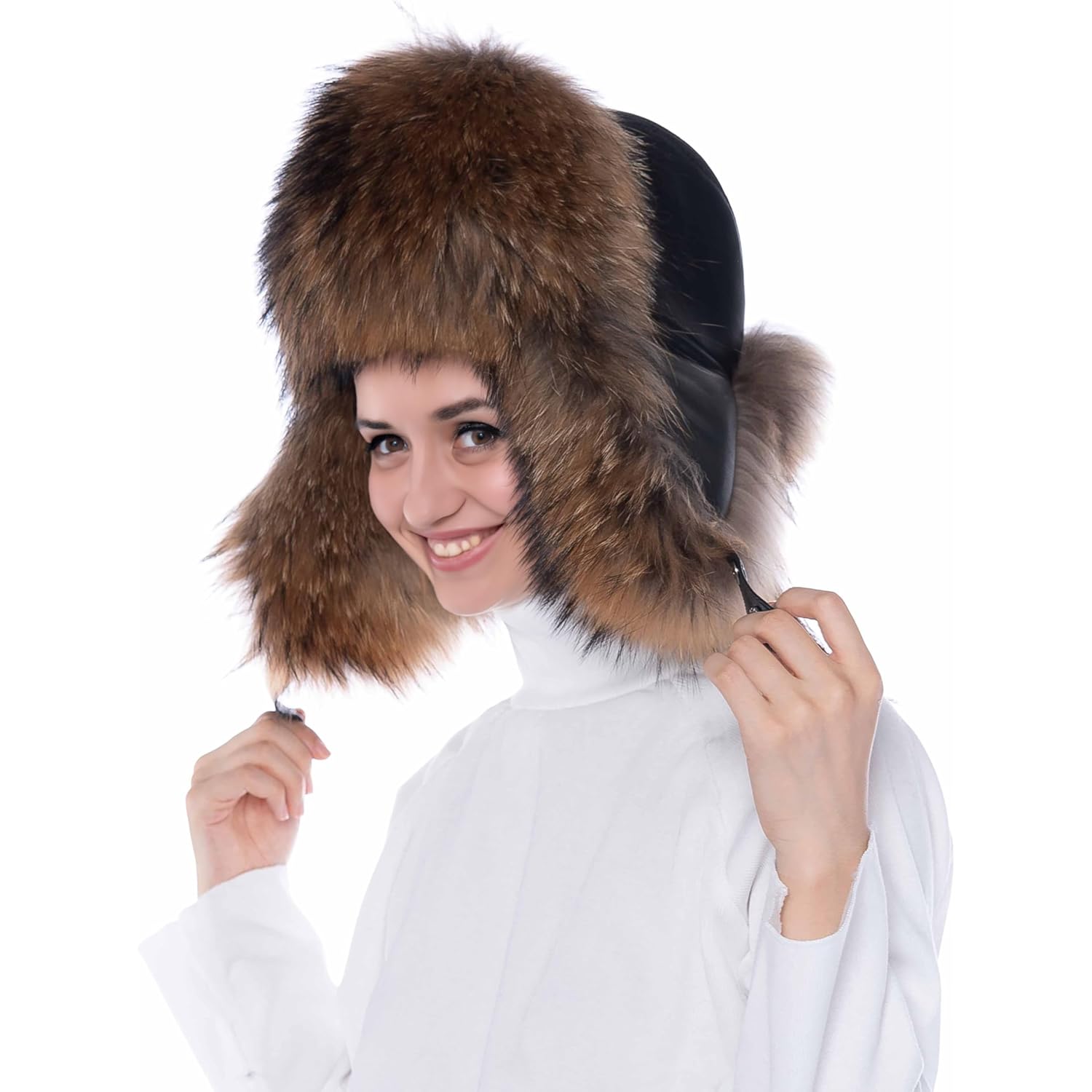 Real Fox Fur Hat - Genuine Sheepskin Leather Shell, Unisex Classic Ushanka Style, Warm and Windproof for Winter