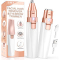 Eyebrow Trimmer & Facial Hair Removal for Women: 2 in 1 Painless Rechargeable Eyebrow Razor with Built-in LED Light, Electric Face Shaver - Perfect for Peach Fuzz, Upper Lip, Chin & Sensitive Skin