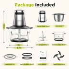 Koios Food Processor, 500W Electric Food Chopper With 2 Bowls (8 Cup+8 Cup) & 2 Bi-Level Blades&, Small Electric Grinder Meat Processor For Nuts, Meat, Onion, Garlic, Baby Food, Black