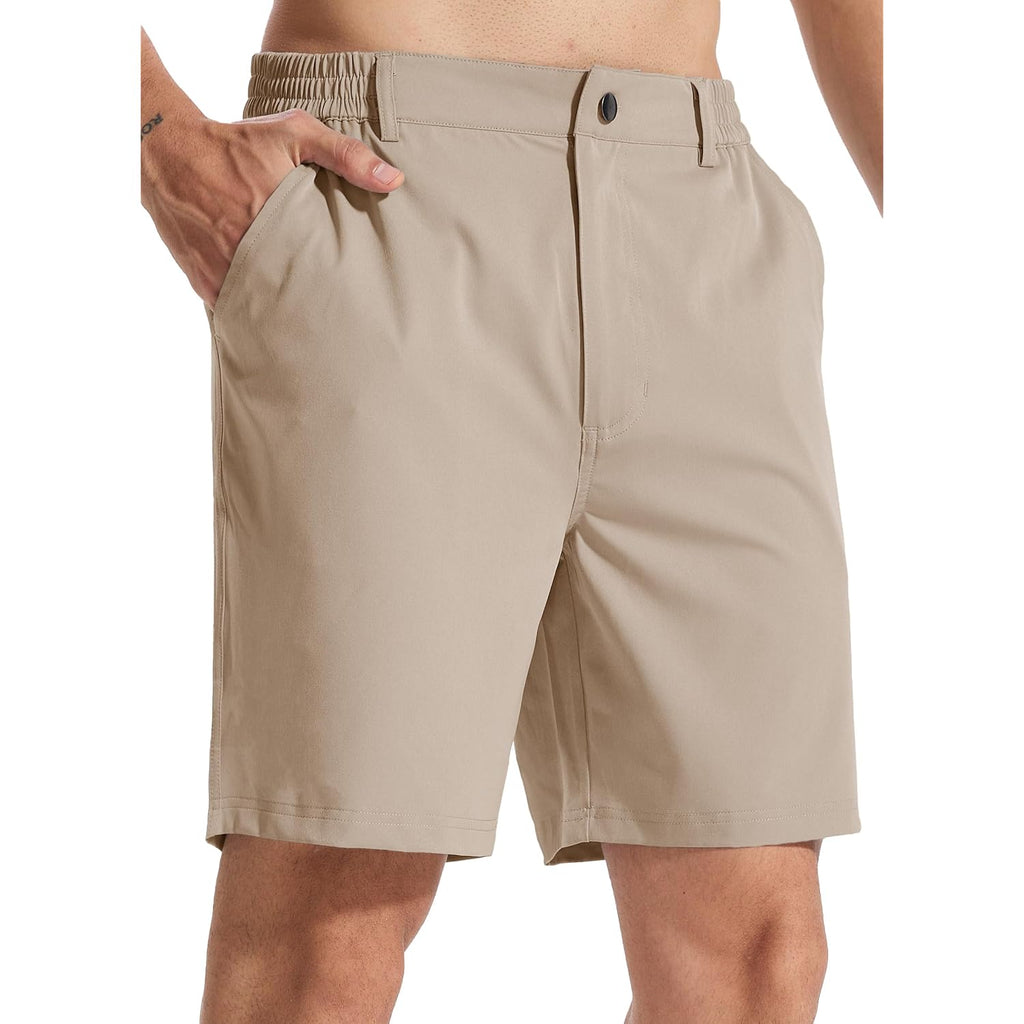 Men'S 7" Lightweight Golf Shorts Casual Quick Dry Breathable Stretch Work Flat Front Shorts With 3 Pockets