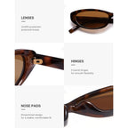 SOJOS Trendy Y2k Cat Eye Polarized Sunglasses Womens Mens, 80s 90s Retro Thin Small Oval Sunnies SJ2664