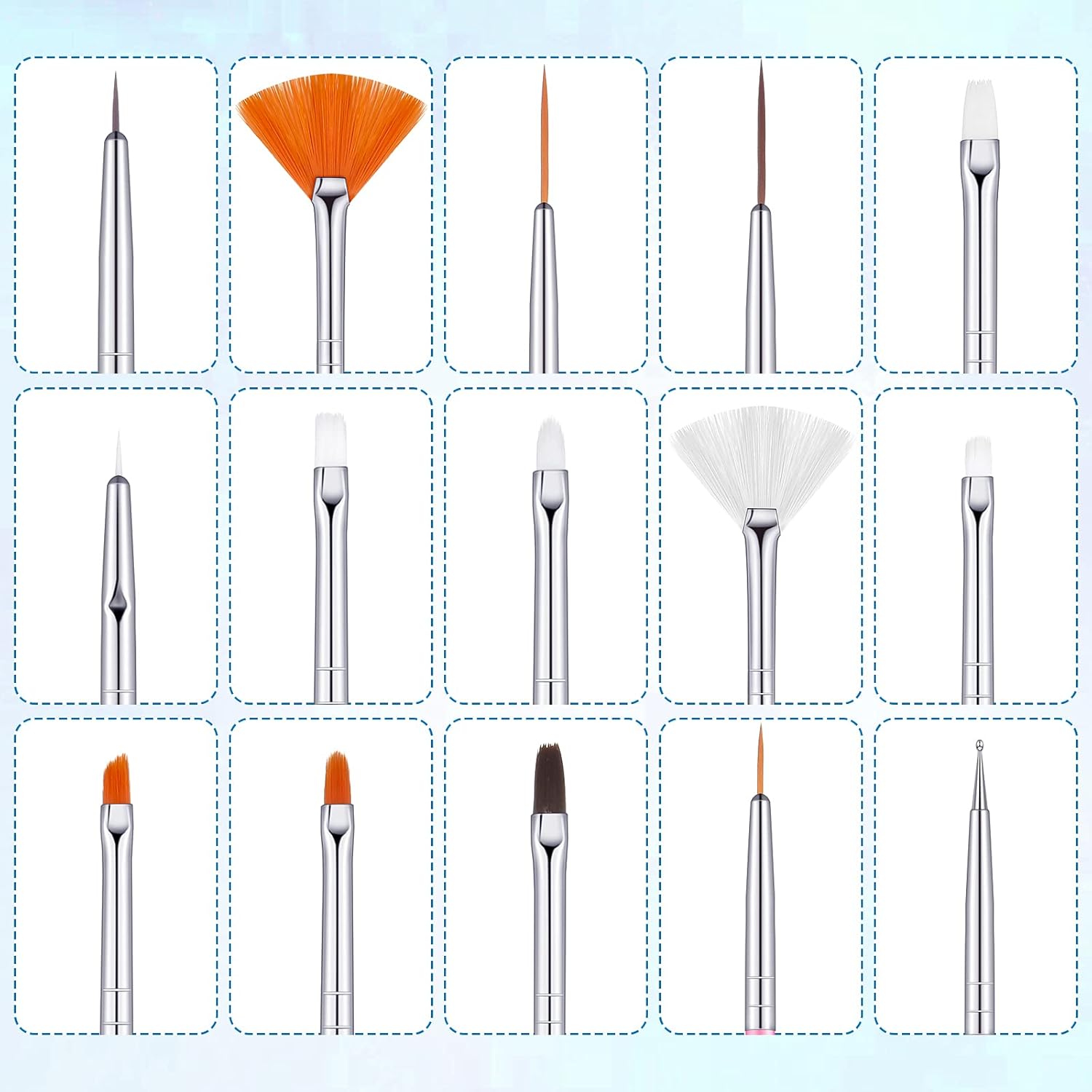 21 Pieces Nail Art Tools Kit, Resin Nail Art Palette Leaf Shape Mixing Palette and 20 Pcs Detail Brushes with Golden Edge Resin Holder Gel Polish Colors Mixing Pallet(Blue)