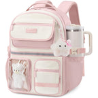 Lovevook School Backpack For Girls, Cute Bookbag For Teen 8-16, Diy Friendly 15.6" Laptop Backpack For Middle High College Student Back To School, Bag With Water Bottle Pocket For Travel, Pink