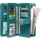 SENDEFN Wallets for Women Leather Credit Card Holder with RFID Blocking Large Capacity Wristlet | with RFID Blocking, Large Capacity, Wristlet, with RFID Blocking, Large Capacity, Wristlet