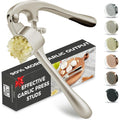 Kitessensu High Effective Garlic Press With Studs, Heavy Duty Garlic Mincer, Easy To Squeeze And Clean, Rust Proof, Ginger Crusher- Imperial Silver