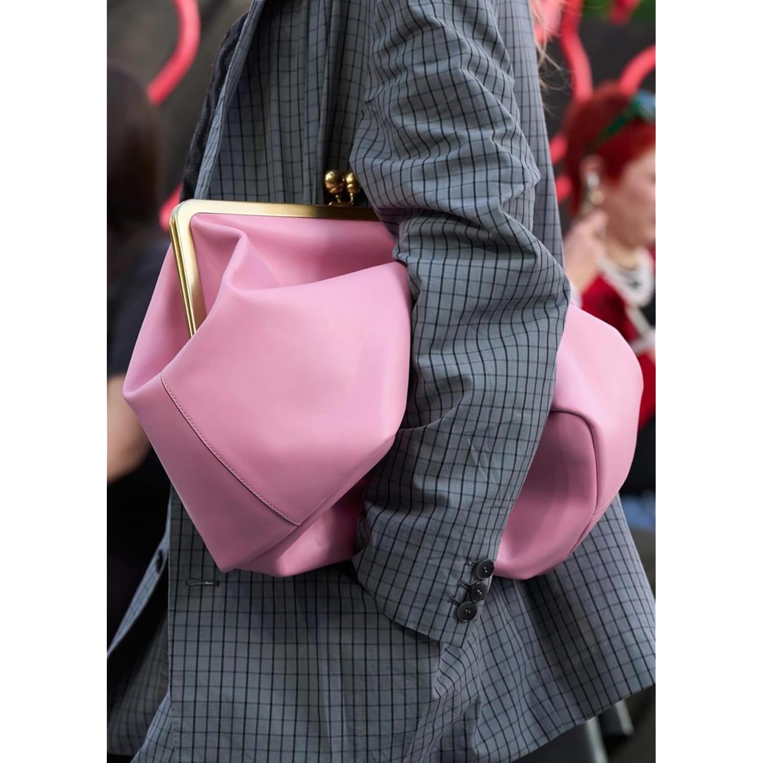 Slouchy Kiss Lock Crossbody Bags Women Crescent KissLock Cross Body Hobo Shoulder Purses Kiss Clasp Hobo Handbags Wallet