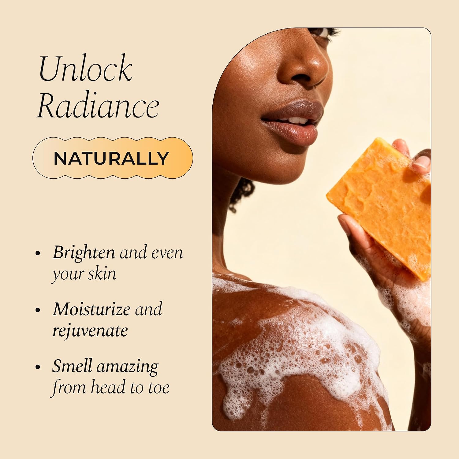 Glo Melanin Organic Turmeric Soap For Dark Spots, Soap For Face, All Natural Face Wash