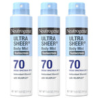 Neutrogena Ultra Sheer Dry Touch Sunscreen Spray Spf 70 Broad Spectrum Uva Uvb Protection Lightweight Water Resistant Up To 80 Minutes Paba Oxybenzone Free, 3-Pack Of 5 Oz