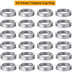 24 Pieces Regular Mouth Mason Jar Canning Bands - Reusable Replacement Metal Rings, Practical Screw Jar Bands, Leak Proof Tinplate Metal Rings, Compatible With Mason Jar