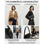 Amszke Shoulder Bag for Women Y2K Crossbody Purse PU Leather Underarm Handbag 2 Adjustable Strap for Daily Commute Travel