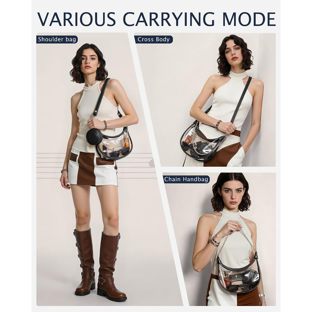 Long Vacation Clear Bag For Stadium Events, Clear Purses For Women Stadium Crossbody, Pvc Clear Concert Bag With Coin Purse