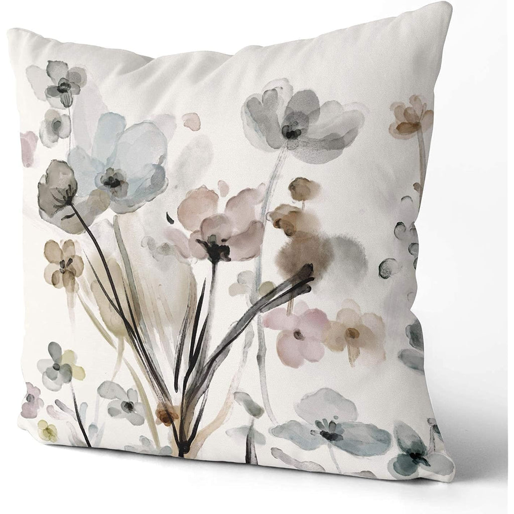 KKVEE Flower Throw Pillow Covers 18x18 Set of 2, Flowers Pillow Cushion Cases, Modern Decorative Square Pillowcases for Sofa Couch Bedroom Living Room Car