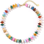 Colorful Beaded Necklace for Women Unique Resin Beads Choker Necklaces Boho Statement Chunky Necklace Summer Vacation Jewelry