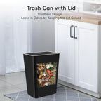 4 Gallon Trash Can 3 Packs, Bedroom Trash Can With Lid & Trash Bags | Small Garbage Can Press-Top For Dog & Child Proof, Oder Seal, Waste Basket For Bedroom, Office, Living Room, Bathroom (Multi)