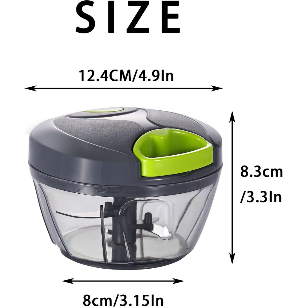 Ourokhome Manual Food Processor Vegetable Chopper, Portable Hand Pull String Garlic Mincer Onion Cutter For Veggies, Ginger, Fruits, Nuts, Herbs, Etc., 500Ml, Grey