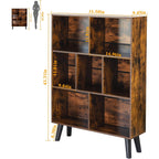 Leyaoyao Cube Bookshelf 3 Tier Mid-Century Rustic Brown Modern Bookcase With Legs,Retro Wood Bookshelves Storage Organizer Shelf,Freestanding Open Book Shelves For Bedroom,Living Room,Office