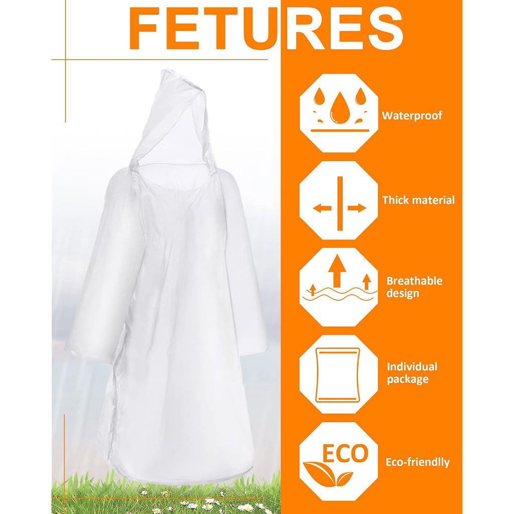 Jagely 120 Pack Disposable Rain Poncho For Adult Family Bulk Wedding Homeless Gift Emergency Travel Hooded Outdoor Raincoat