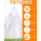 Jagely 120 Pack Disposable Rain Poncho For Adult Family Bulk Wedding Homeless Gift Emergency Travel Hooded Outdoor Raincoat