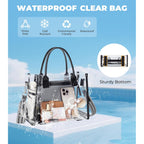 Clear Tote Bag Stadium Events Transparent Clear Purse for Women Thick PVC Shoulder Bag with Guitar Strap for Concert