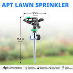 Apt Sprinklers For Yard Lawn & Garden| 80 To 5800 Sq Ft Adjustable (2-Pack) | Pulsating Impact Rotating Custom Pattern Commercial Farming Grade Water Saving Sprinkler With 4X Larger Droplets