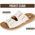 Project Cloud Comfortable Sandals Women - Lightweight With Plush & Soft Insole Buckle Womens Sandals - Non Slip And Durable Fashion Platform Frayed Sandal For Women 2026 (Light)