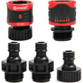 Eden 95210 Premium Garden Hose Quick Connect Set | 5-Piece Snap & Lock Fittings With Water Stop & Secure Twist-Lock Design
