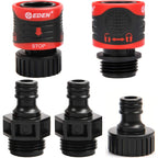 Eden 95210 Premium Garden Hose Quick Connect Set | 5-Piece Snap & Lock Fittings With Water Stop & Secure Twist-Lock Design