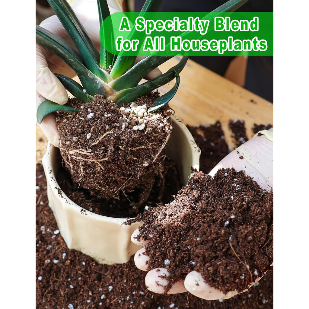 Potting Soil For All Indoor Houseplants, Contains Perlite, Peat Moss, Coco Coir And Rice Charcoal, Well Draining Potting Mix Light, Aerated Texture For Healthy Plant Roots And Fast Growth 1Qt