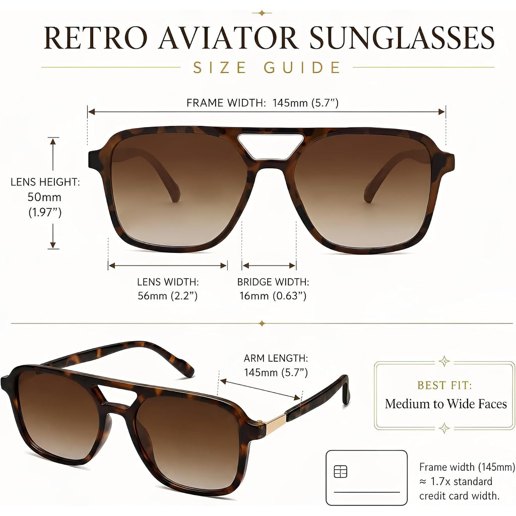Retro Aviator Sunglasses for Women Men - Trendy Cool Square Womens Mens Shades Sun Glasses C1 Tortoise/Gradient Brown