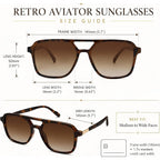 Retro Aviator Sunglasses for Women Men - Trendy Cool Square Womens Mens Shades Sun Glasses C1 Tortoise/Gradient Brown