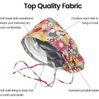 4 Pcs Scrub Caps For Women,Nurse Satin Surgical Hat Adjustable Working Cap Ponytail Holder With Buttons And Sweatband