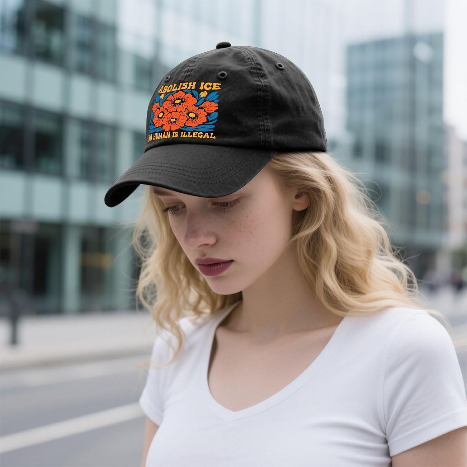 Abolish ICES No Human is Illegal Hat for Womens Fashion Washed Distressed Abolish Ices No Human is Illegal 3