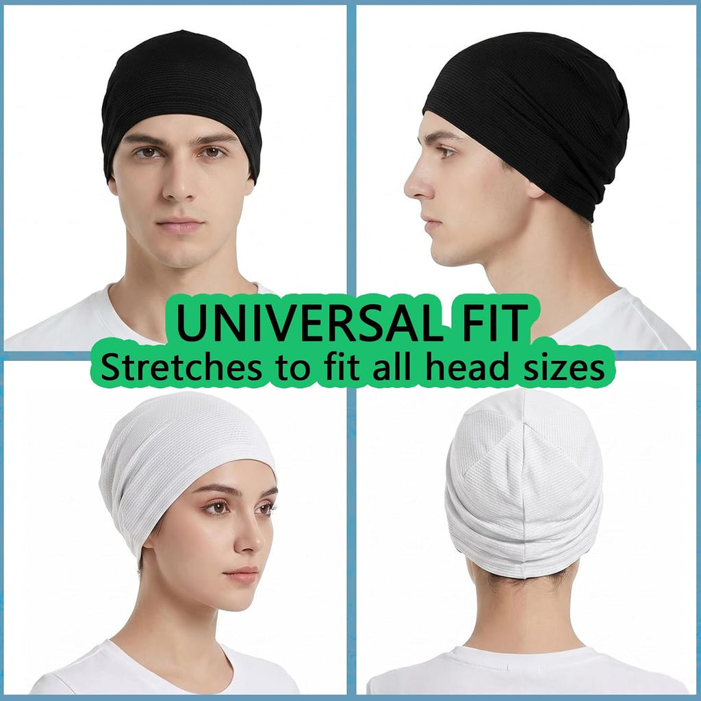 2 Pack Cooling Skull Caps For Men & Women, Breathable 3D Mesh Sweat Wicking Running Hat For Cycling Helmet Liner