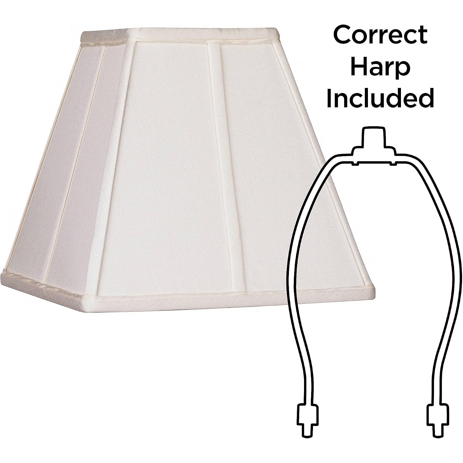 Set Of 2 Ivory Classic Medium Square Lamp Shade (Pre-Assembled) S 5.25" Top X 10" Bottom X 9" High (Spider) Replacement With Harp And Finial