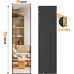 Full Length Floor Mirror 56"X15", Standing Mirror With Aluminum Frame, Large Body Mirror For Bedroom, Living Room And Bathroom, Black