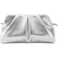 Women Clutch Bag Dressy Formal Handbag Pleated Pu Clutch Purse Detachable Chain