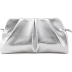 Women Clutch Bag Dressy Formal Handbag Pleated Pu Clutch Purse Detachable Chain
