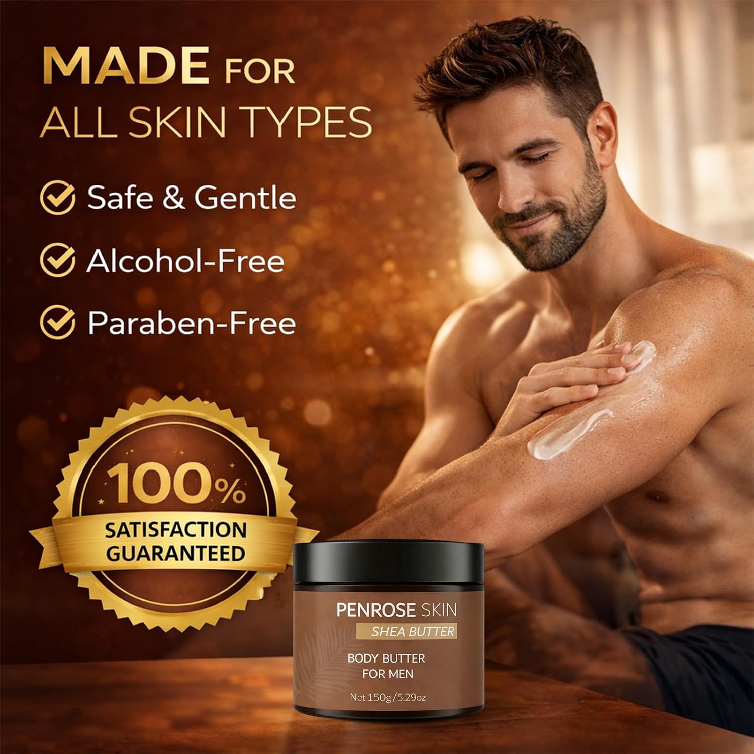 Body Butter, Penrose Skin Body Butter For Men, Scents Body Cream With Shea Butter, Cocoa Butter & Coconut Oil, Hydration That Hits & Long-Lasting Scent & Non-Greasy (1 Pcs)