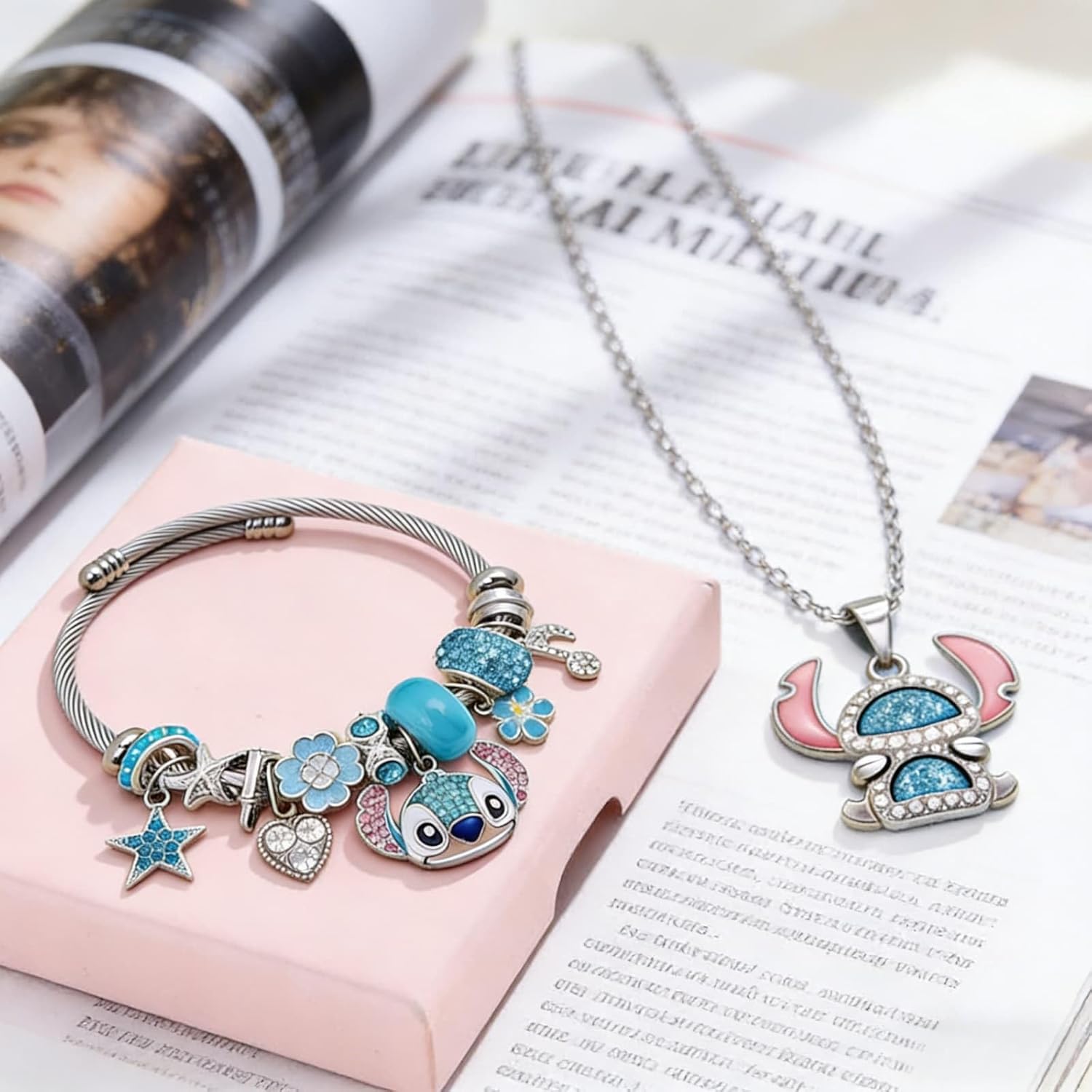 Cute Necklace Bangle Set for Women Gifts Trendy Stuff Jewelry Gifts For Women Sister Niece Daughter Granddaughter