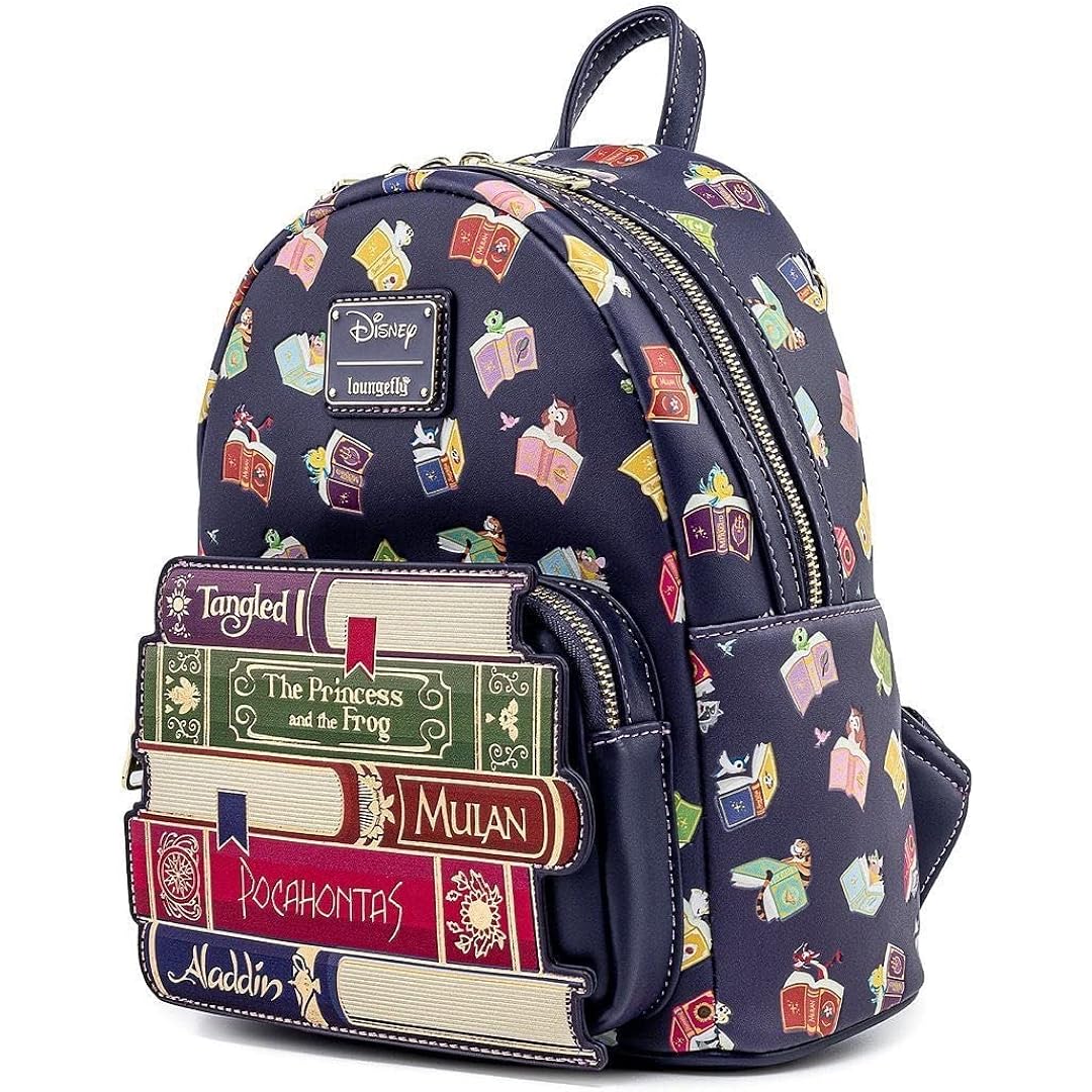 Loungefly Disney Princess Books All Over Print Womens Double Strap Shoulder Bag Purse