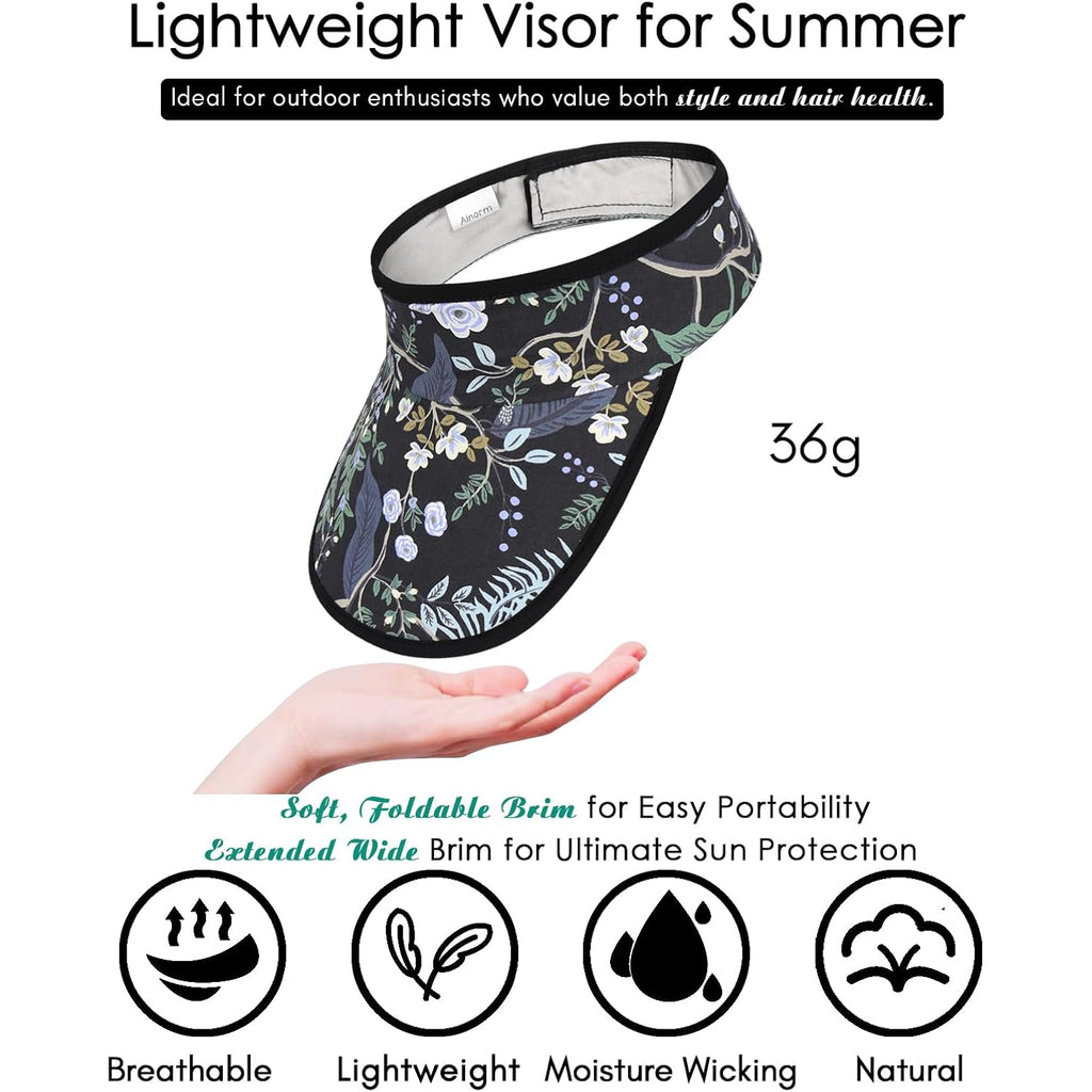 Alnorm Satin Lined Visor with Velcro for Summer UV Protection Sun Hat for Outdoors